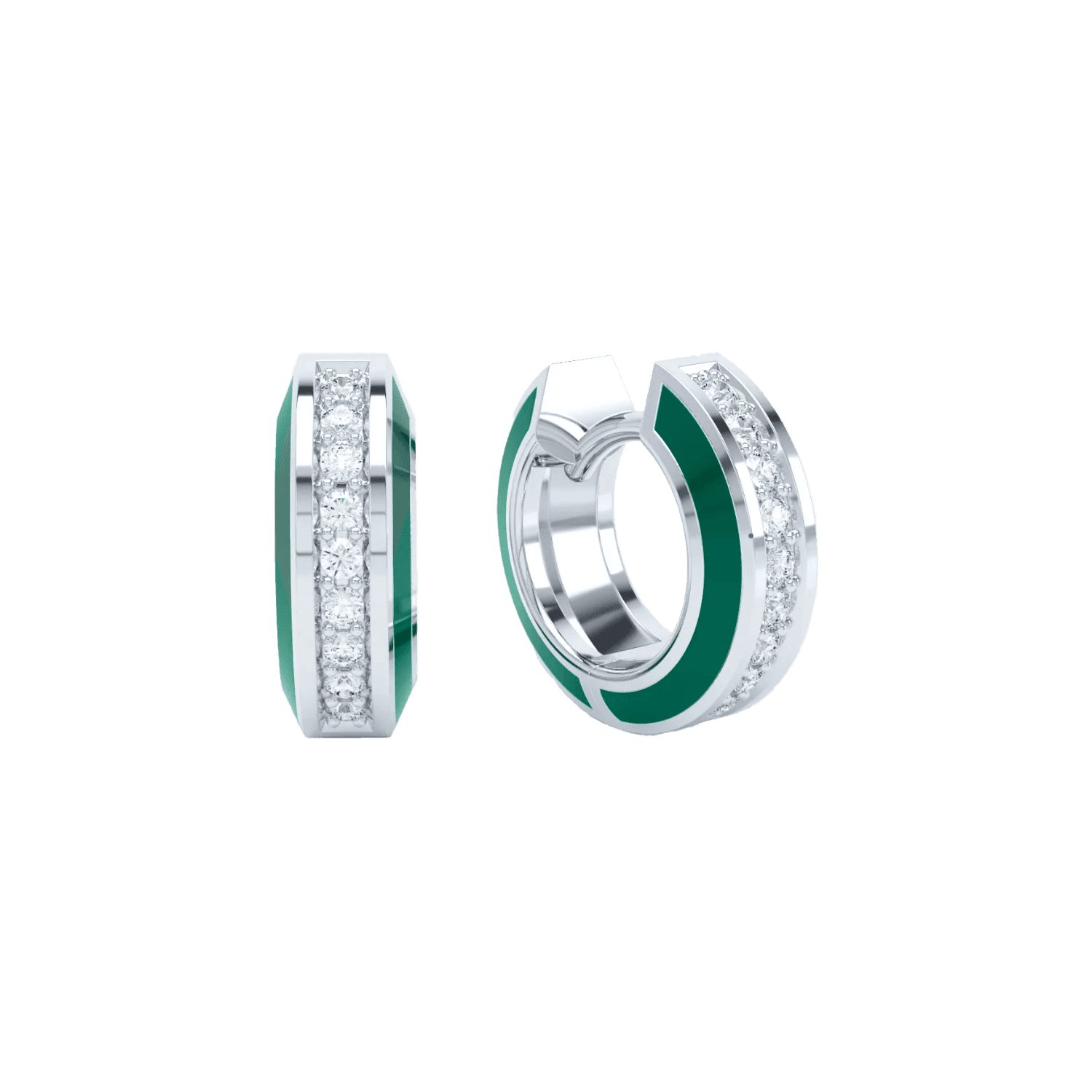  Eternity green enamel huggies - Eternity green enamel huggies -  The Future Rocks -    2 