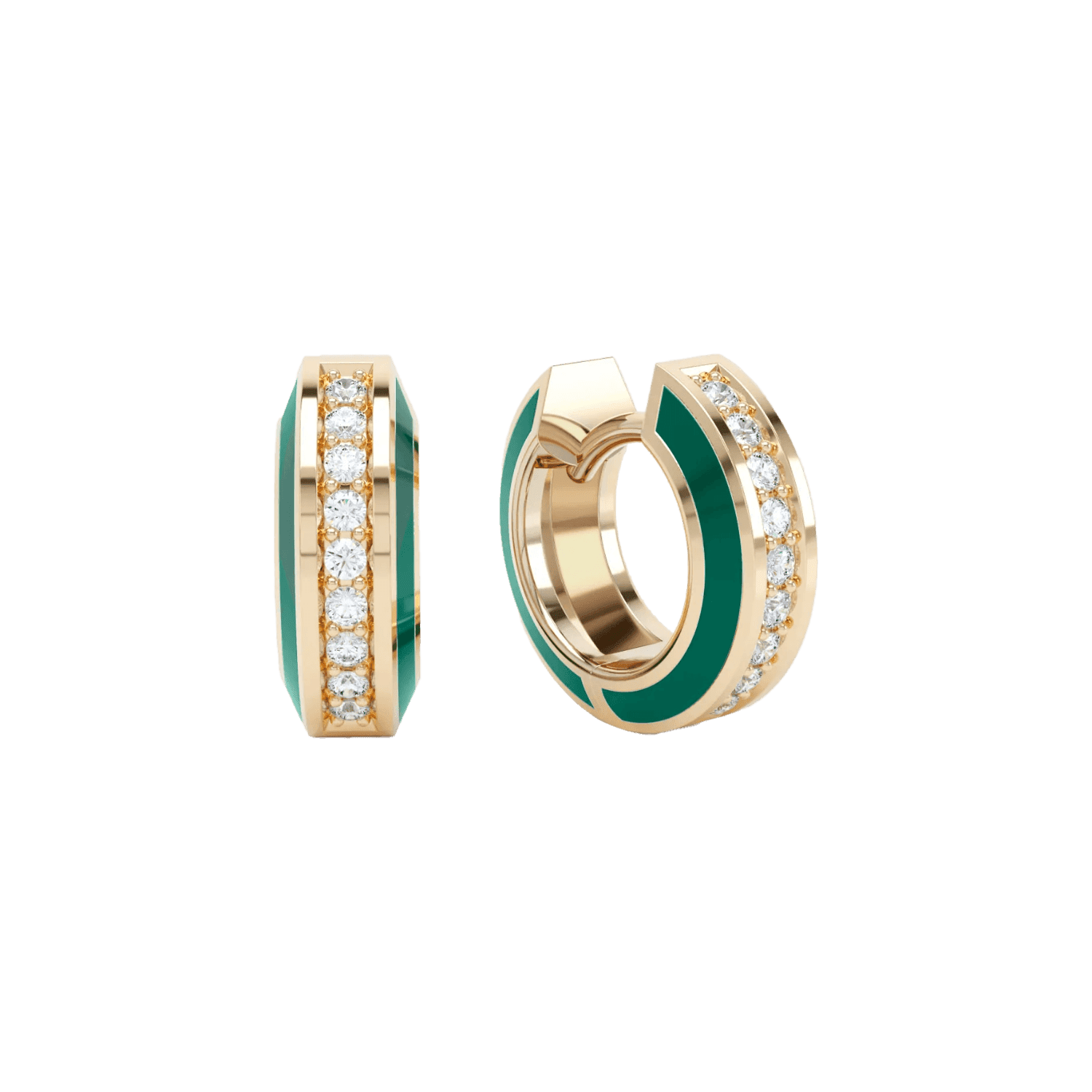  Eternity green enamel huggies - Eternity green enamel huggies -  The Future Rocks -    1 