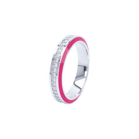 Eternity pink enamel 4mm ring - The Future Rocks