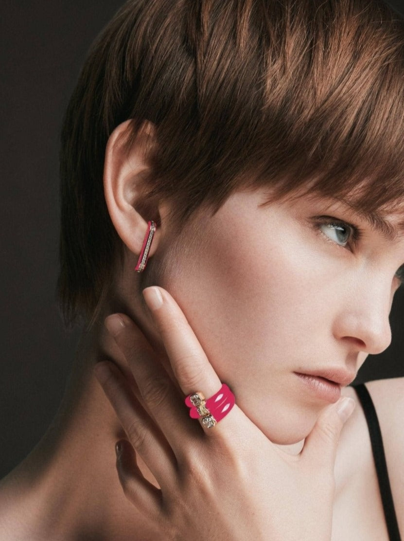  Eternity pink enamel ear cuffs - Eternity pink enamel ear cuffs -  The Future Rocks -    4 