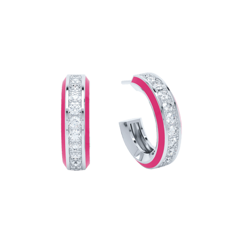  Eternity pink enamel hoops - Eternity Pink Enamel Hoop Earrings -  The Future Rocks  -    3 