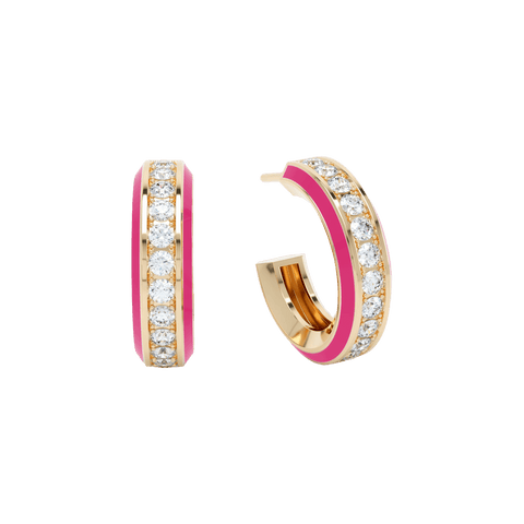  Eternity pink enamel hoops - Eternity Pink Enamel Hoop Earrings -  The Future Rocks  -    1 