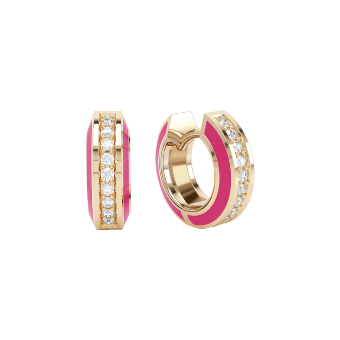  Eternity pink enamel huggies - Eternity Pink Enamel Huggie Earrings -  The Future Rocks -    1 