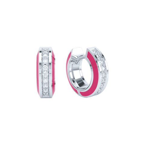 Eternity pink enamel huggies - Eternity Pink Enamel Huggie Earrings -  The Future Rocks  -    2 