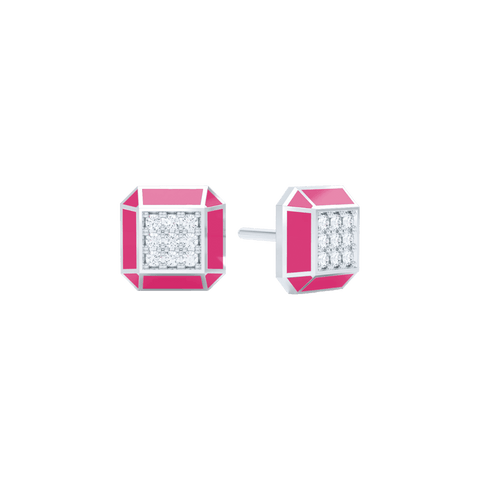  Eternity pink enamel studs - Eternity Pink Enamel Stud Earrings -  The Future Rocks  -    3 