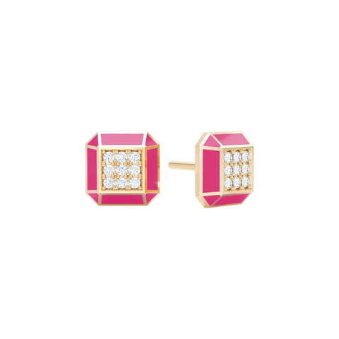  Eternity pink enamel studs - Eternity Pink Enamel Stud Earrings -  The Future Rocks  -    1 