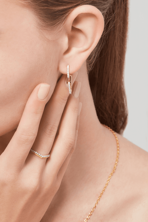  Horizon double link earrings - Gold Vermeil Double Link Drop Earrings -  The Future Rocks  -    2 