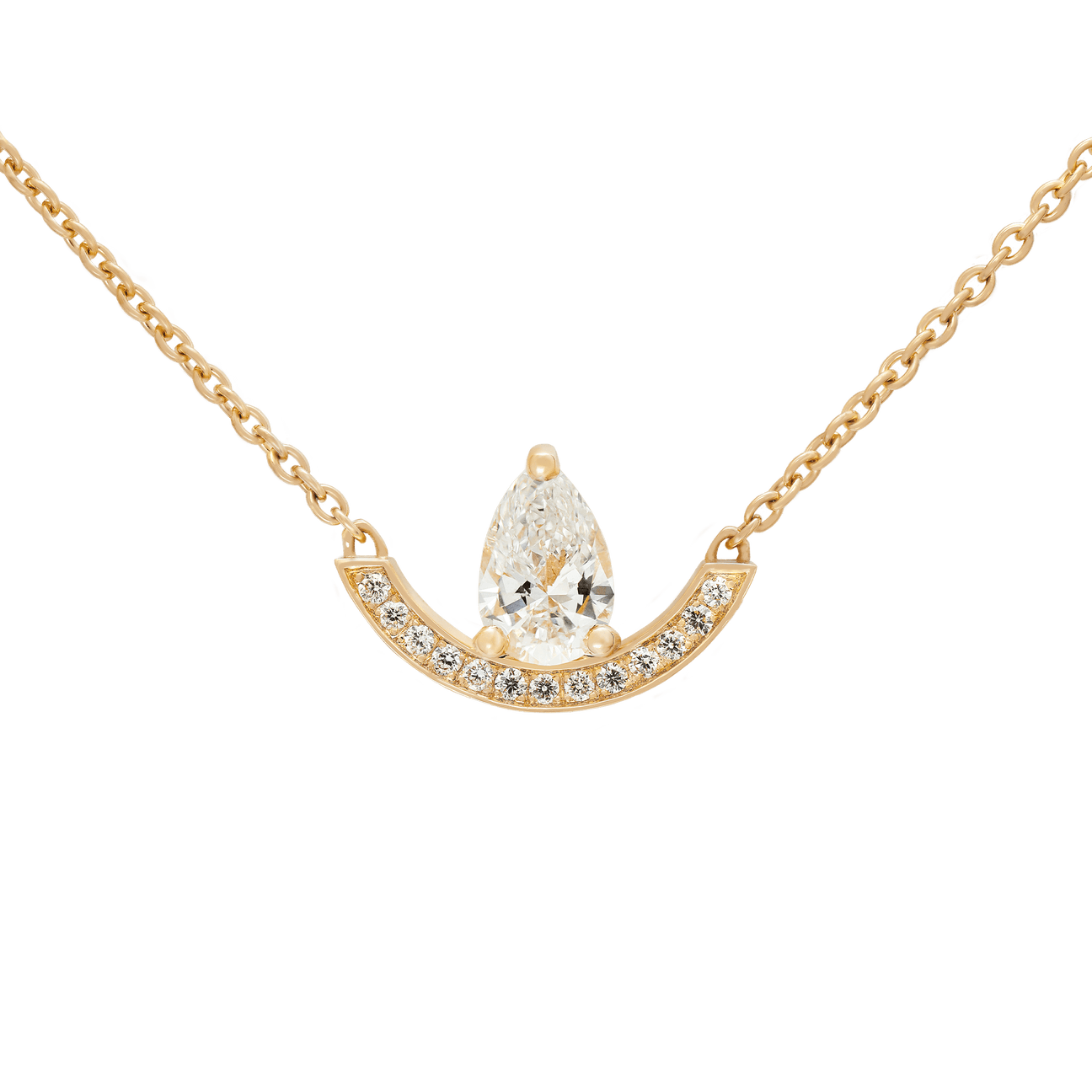  Intrépide grand arc pavée poire solitaire necklace - Pear Shaped Diamond Pendant Necklace -  The Future Rocks -    1 