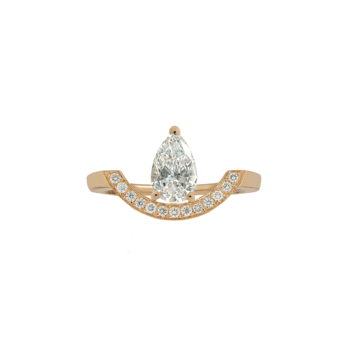  Intrépide grand arc pavée poire solitaire ring - Pear Shaped Solitaire Diamond Pavé Ring -  The Future Rocks -    1 