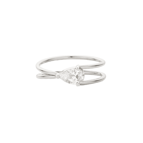  Kinetic ring - Half Carat Pear Shaped Lab-Grown Diamond Ring -  The Future Rocks  -    3 
