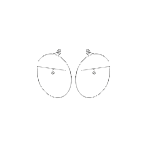 Large floating earrings - Large Floating Diamond Gold Earrings -  The Future Rocks  -    3 