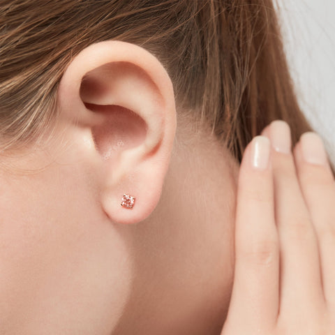  Luna pink diamond solitaire earrings - Lab-Grown Pink Diamond Solitaire Stud Earrings -  The Future Rocks  -    3 