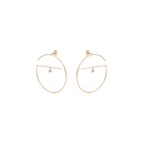  Medium upper floating earrings - Medium Upper Floating Diamond Gold Earrings -  The Future Rocks  -    1 