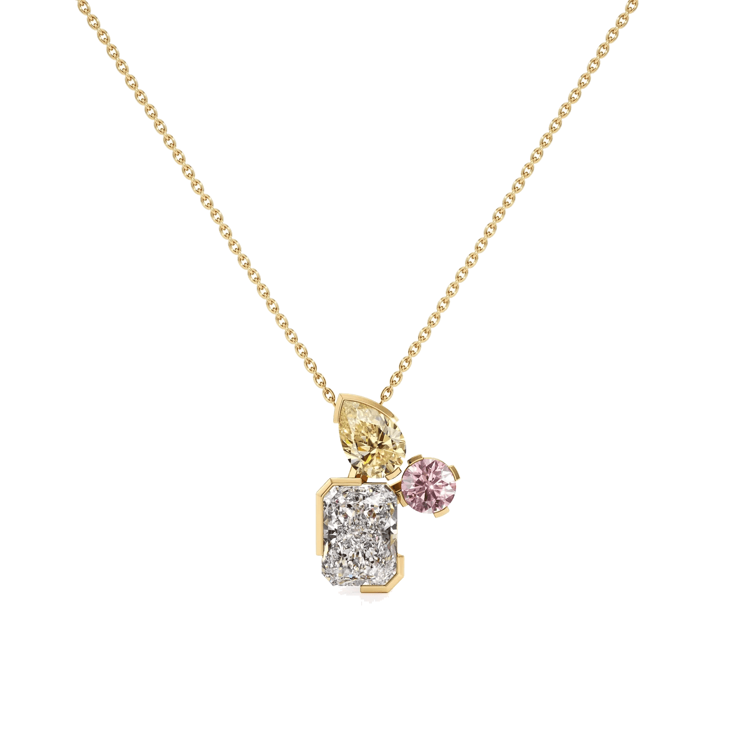  Meta color trio pendant - Meta Lab-Grown Color Diamond Trio Pendant Necklace -  The Future Rocks -    1 