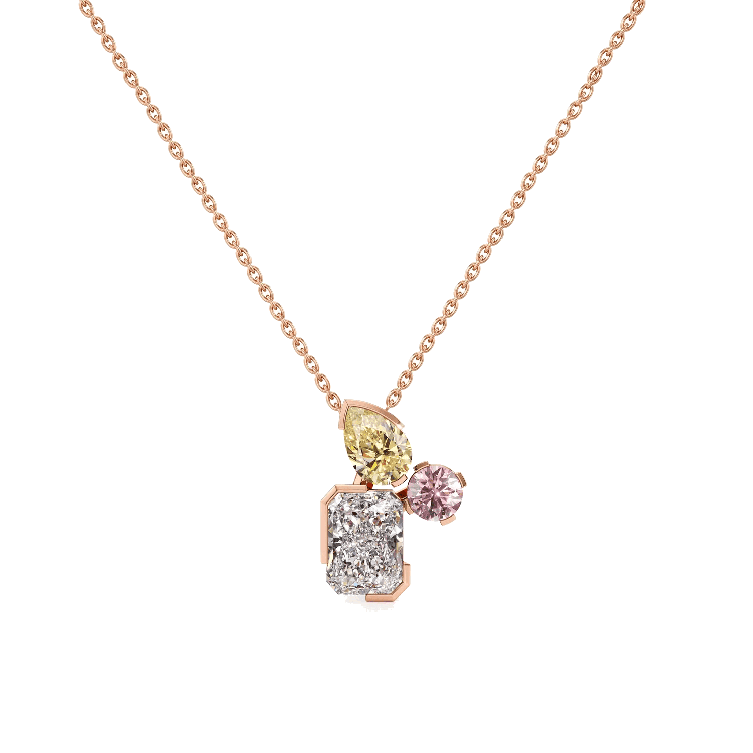  Meta color trio pendant - Meta Lab-Grown Color Diamond Trio Pendant Necklace -  The Future Rocks -    3 