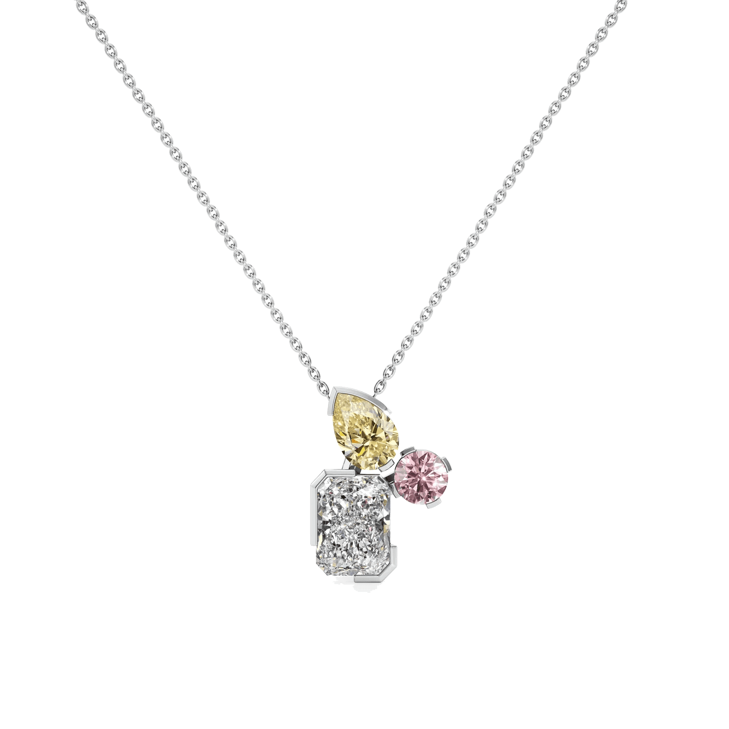  Meta color trio pendant - Meta Lab-Grown Color Diamond Trio Pendant Necklace -  The Future Rocks -    2 