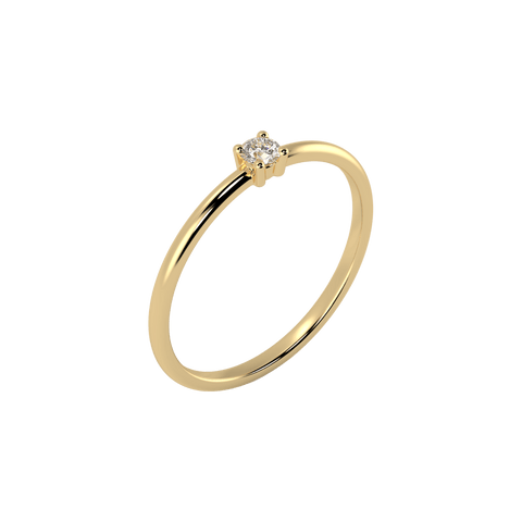  Mini solitaire ring - 18K Recycled Gold Mini Solitaire Diamond Ring -  The Future Rocks  -    3 