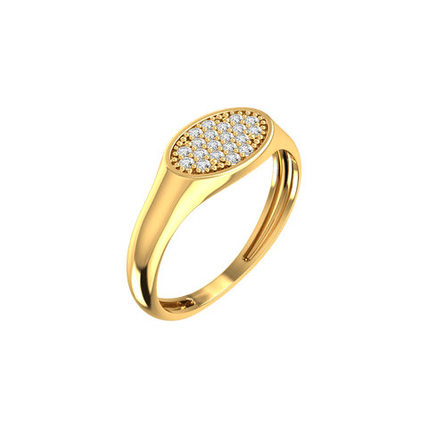 Oval pave signet ring - 18K Recycled Gold Oval Pave Signet Ring -  The Future Rocks  -    1 