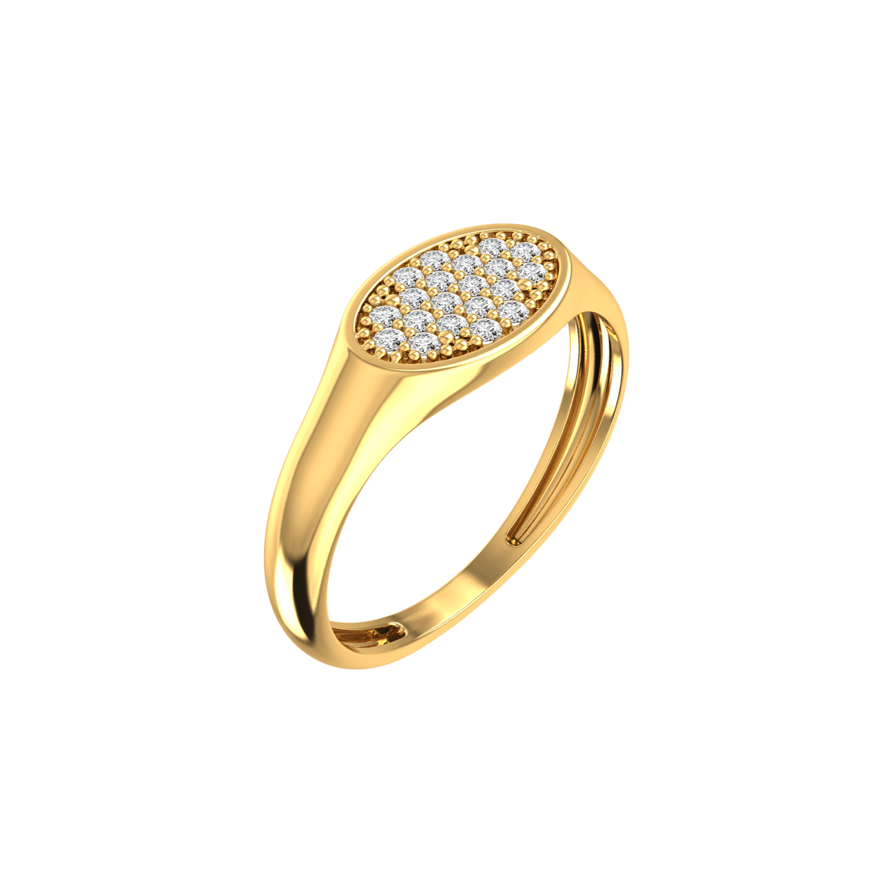  Oval pave signet ring - 18K Recycled Gold Oval Pave Signet Ring -  The Future Rocks -    1 