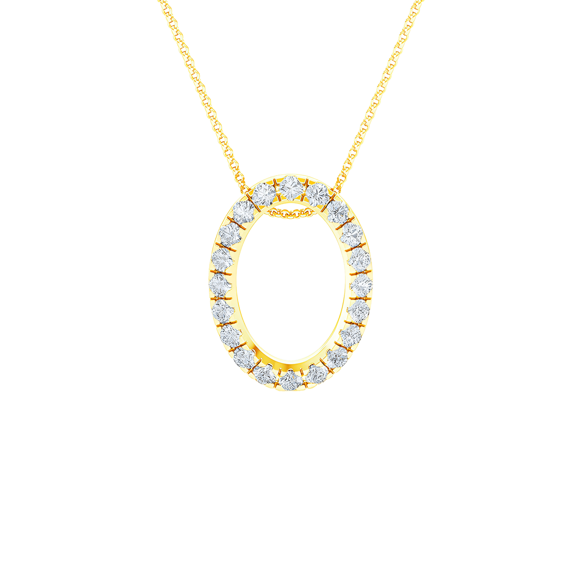  Oval pendant necklace - 18K Gold Lab-Grown Oval Diamond Pendant Necklace -  The Future Rocks -    1 