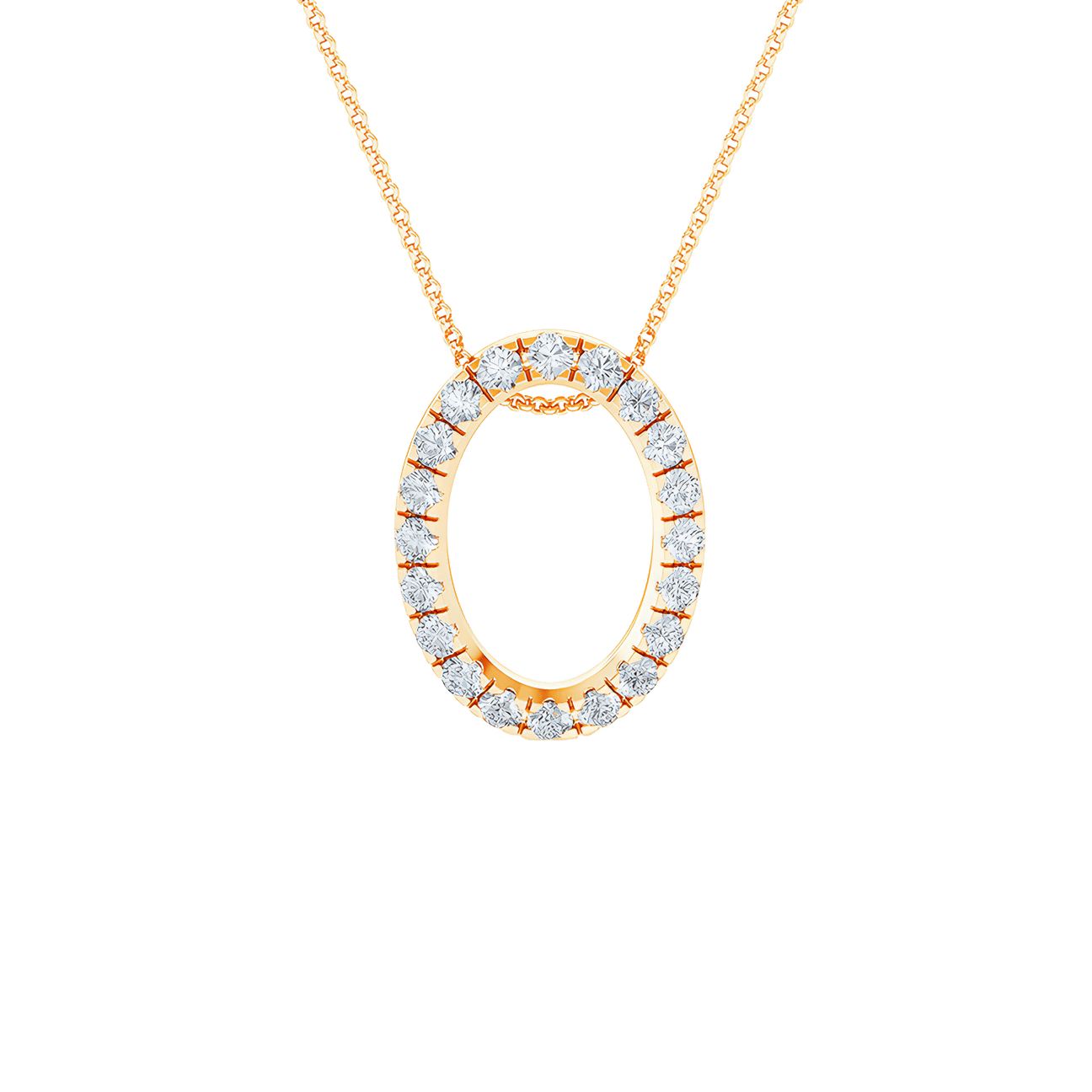  Oval pendant necklace - 18K Gold Lab-Grown Oval Diamond Pendant Necklace -  The Future Rocks -    7 