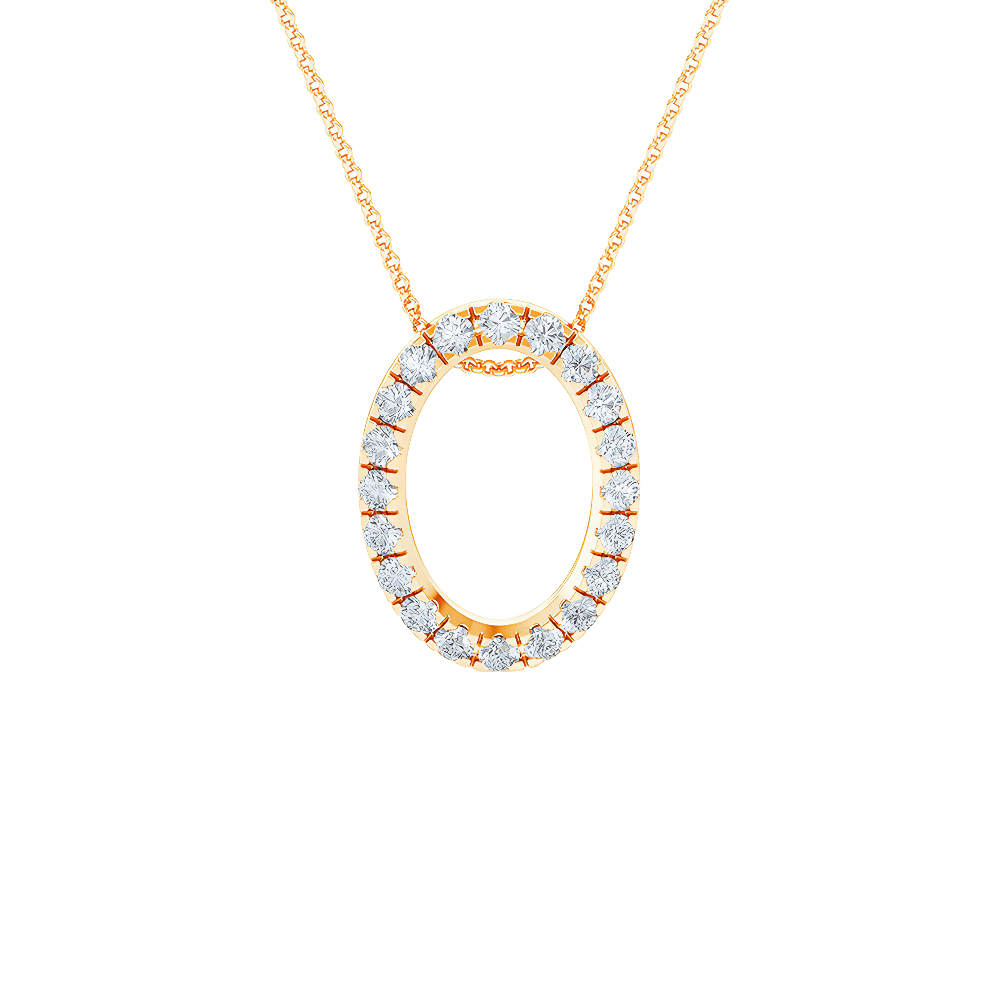  Oval pendant necklace - 18K Gold Lab-Grown Oval Diamond Pendant Necklace -  The Future Rocks -    7 