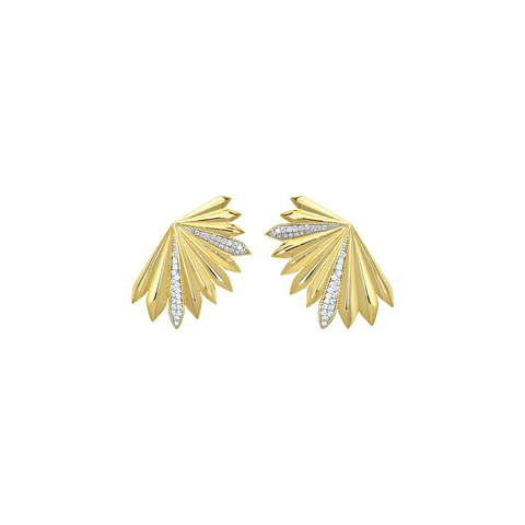  Palm statement fluted earrings - 18K Recycled Gold Vermeil Palm Statement Fluted Earrings -  The Future Rocks  -    3 
