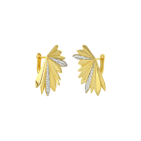  Palm statement fluted earrings - 18K Recycled Gold Vermeil Palm Statement Fluted Earrings -  The Future Rocks  -    4 
