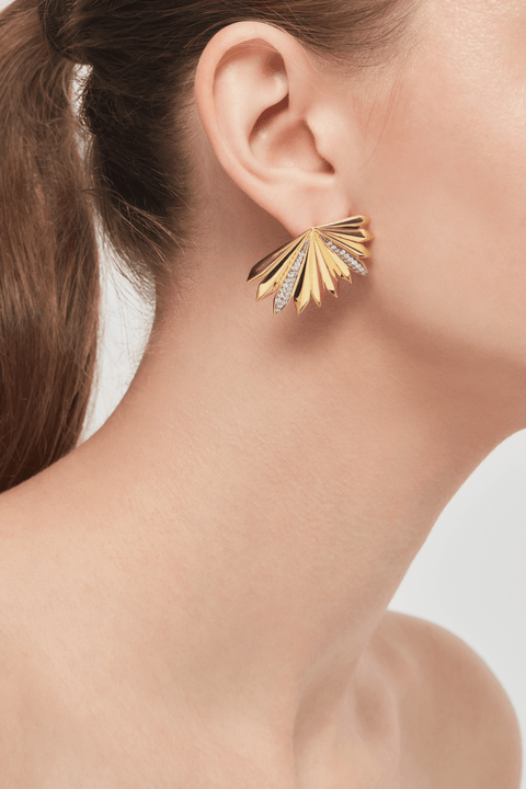  Palm statement fluted earrings - 18K Recycled Gold Vermeil Palm Statement Fluted Earrings -  The Future Rocks  -    2 