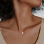 A model wearing Pave disk necklace - 18k gold lab-grown diamond pendant necklace - The Future Rocks