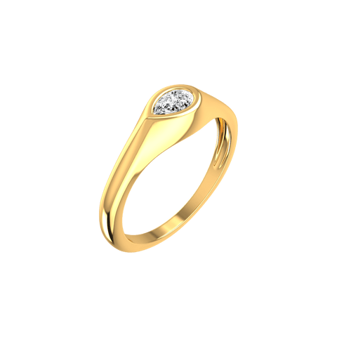  Pear signet ring - Pear Shaped Lab-Grown Diamond Signet Ring -  The Future Rocks  -    1 
