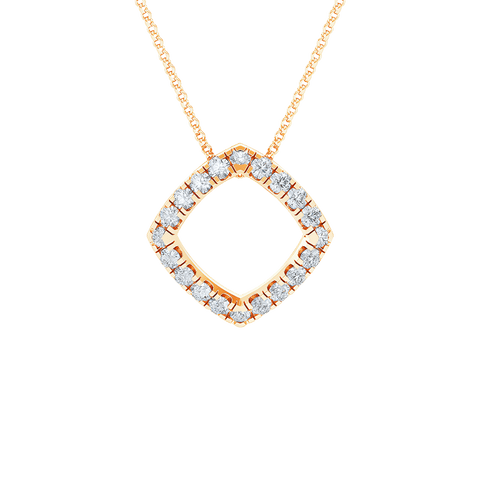  Square pendant necklace - 18K Gold Lab-Grown Diamond Square Pendant Necklace -  The Future Rocks  -    7 