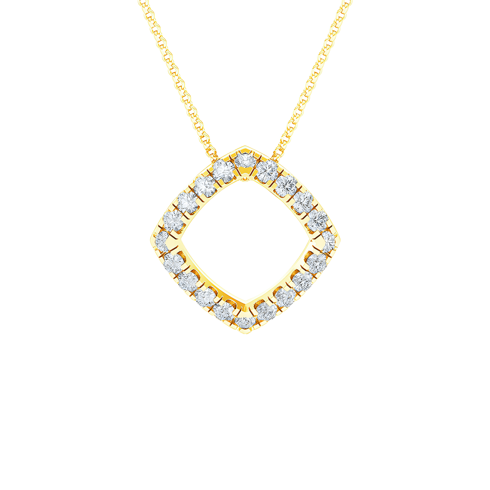  Square pendant necklace - 18K Gold Lab-Grown Diamond Square Pendant Necklace -  The Future Rocks -    1 