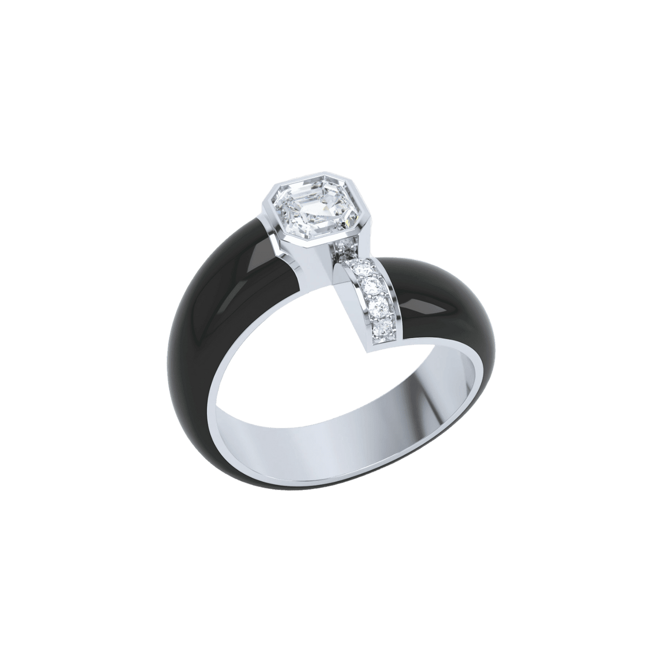  Toi et moi black enamel asscher ring - Toi et moi black enamel asscher ring -  The Future Rocks -    3 