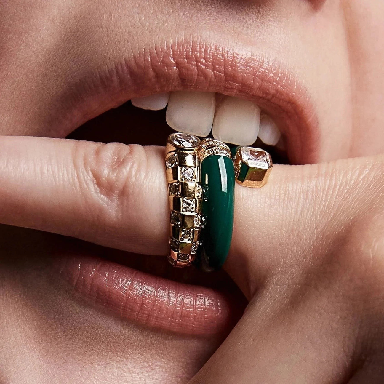  Toi et moi green enamel asscher ring - Toi et moi green enamel asscher ring -  The Future Rocks -    6 