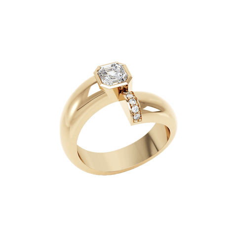  Toi et moi polished asscher ring - Toi et Moi Polished Gold Asscher Diamond Ring -  The Future Rocks  -    1 
