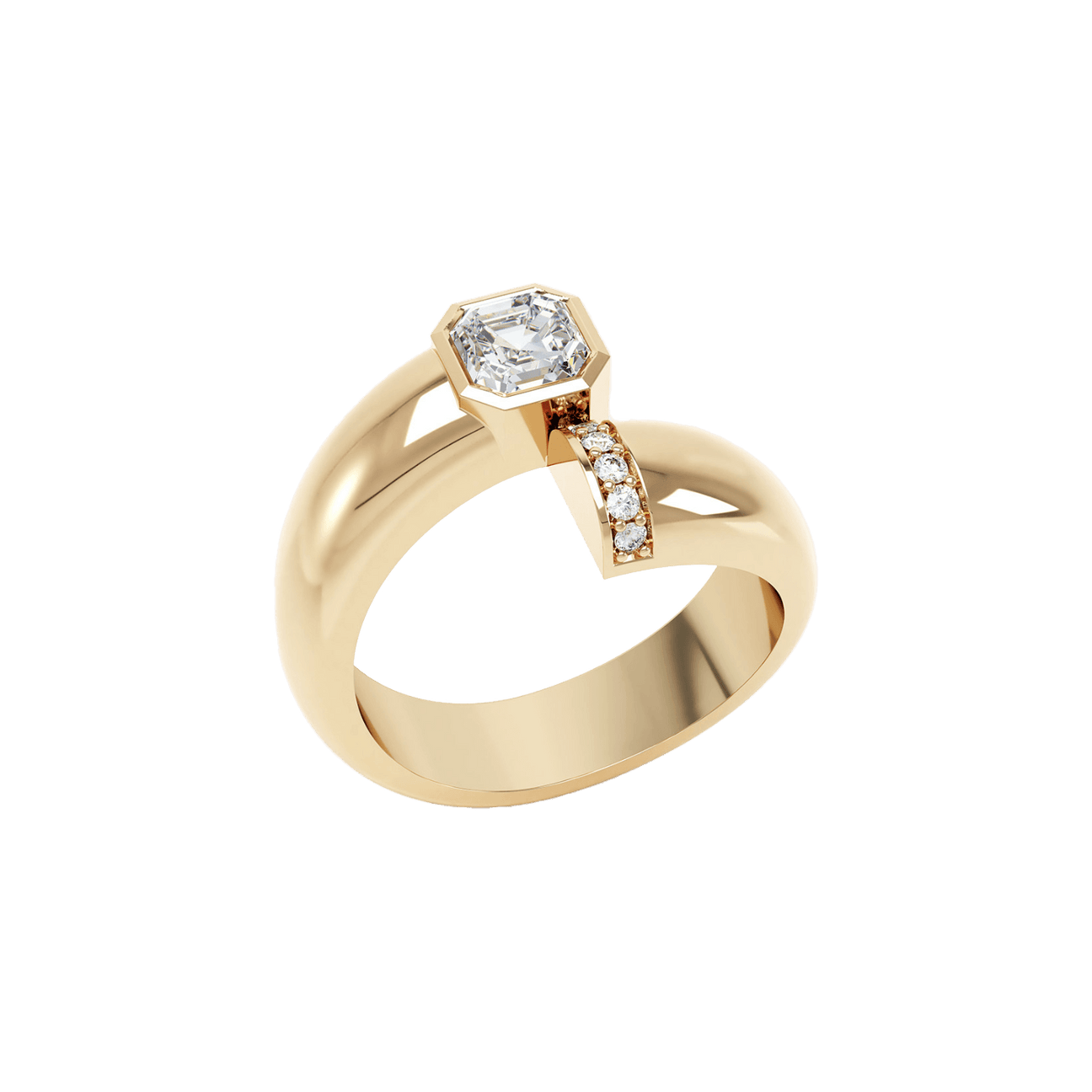  Toi et moi polished asscher ring - Toi et Moi Polished Gold Asscher Diamond Ring -  The Future Rocks -    1 