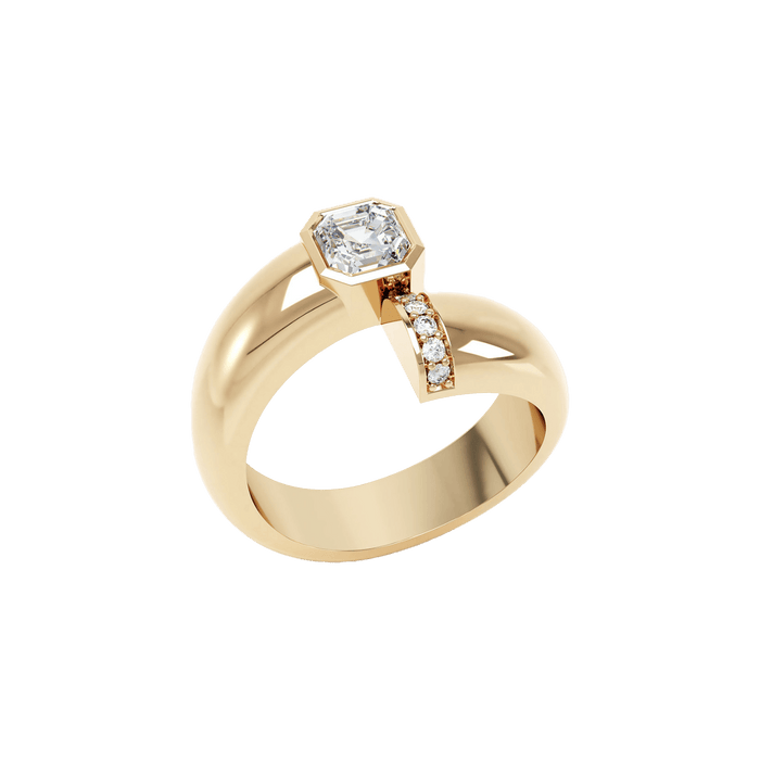  Toi et moi polished asscher ring - Toi et Moi Polished Gold Asscher Diamond Ring -  The Future Rocks -    1 