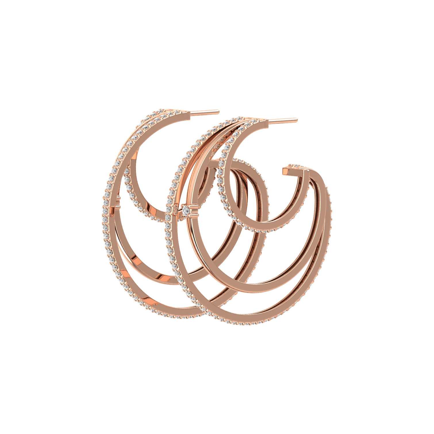 Triple line hoops - Triple Line Diamond Hoop Earrings -  The Future Rocks -    4