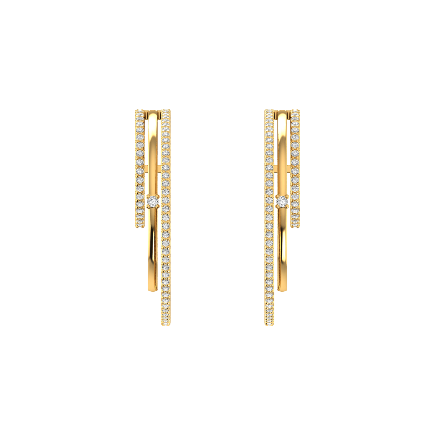 Triple line hoops - Triple Line Diamond Hoop Earrings -  The Future Rocks -    3