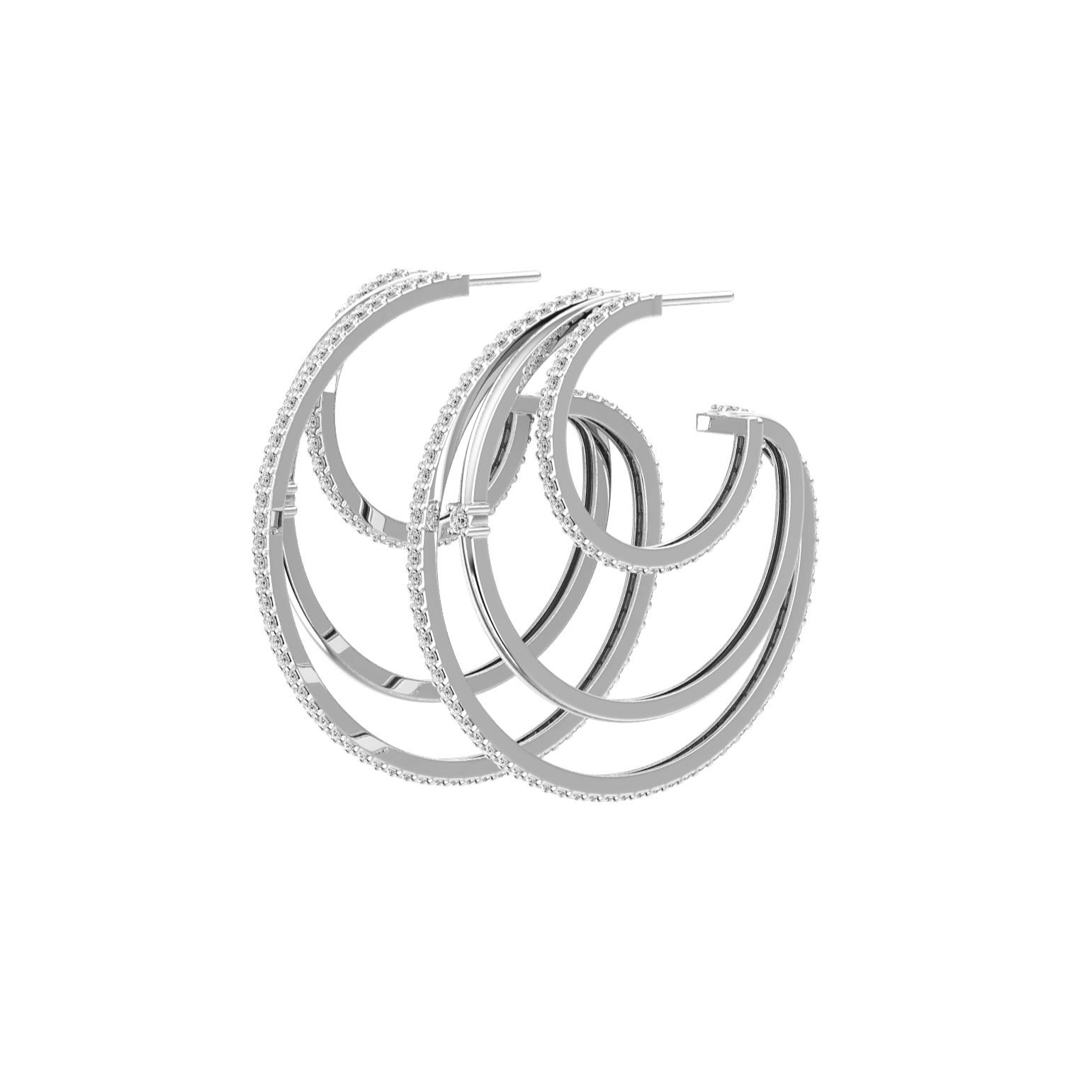 Triple line hoops - Triple Line Diamond Hoop Earrings -  The Future Rocks -    7